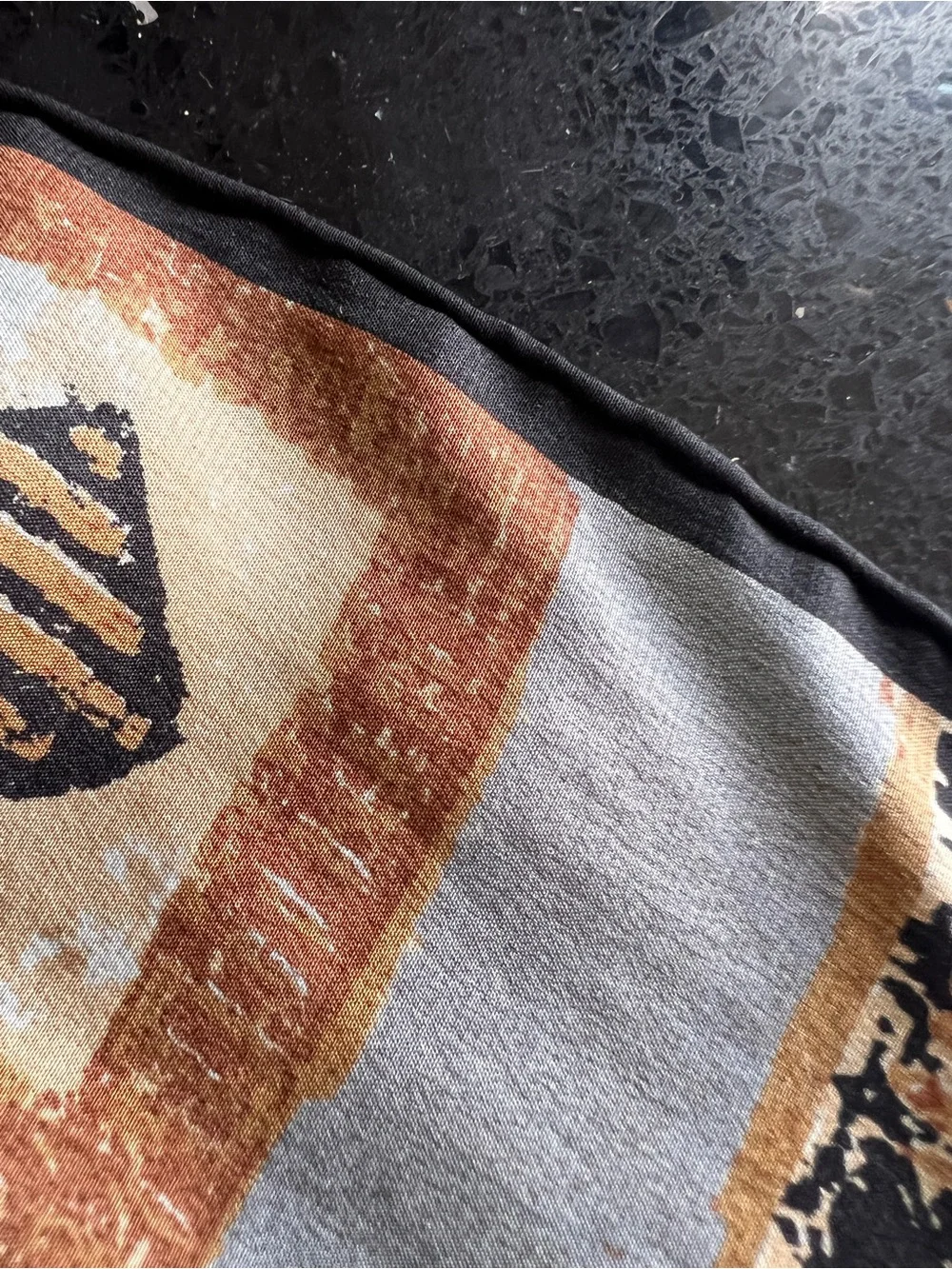 Adolfo For Baar And Beards Silk Scarf Tribal Geometric Brown Black Gray 11x53”